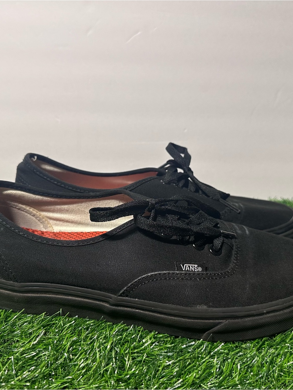 VANS Black Men 9.5 Canvas Low Top Lace-Up Sneakers Rubber Outsole Solid Casual